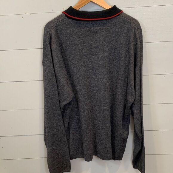 Work Wear vintage look wool blend Men's Gray Half-Zip Sweater - Picture 7 of 8